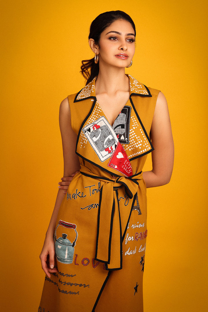 Manasa Varanasi in Happiness in Rainbow Wrap Jacket Dress With Belt
