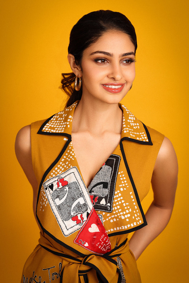 Manasa Varanasi in Happiness in Rainbow Wrap Jacket Dress With Belt
