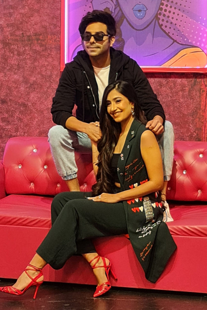 Dhanashree Verma In Dancing Downtown Sleeveless Jacket With Pants