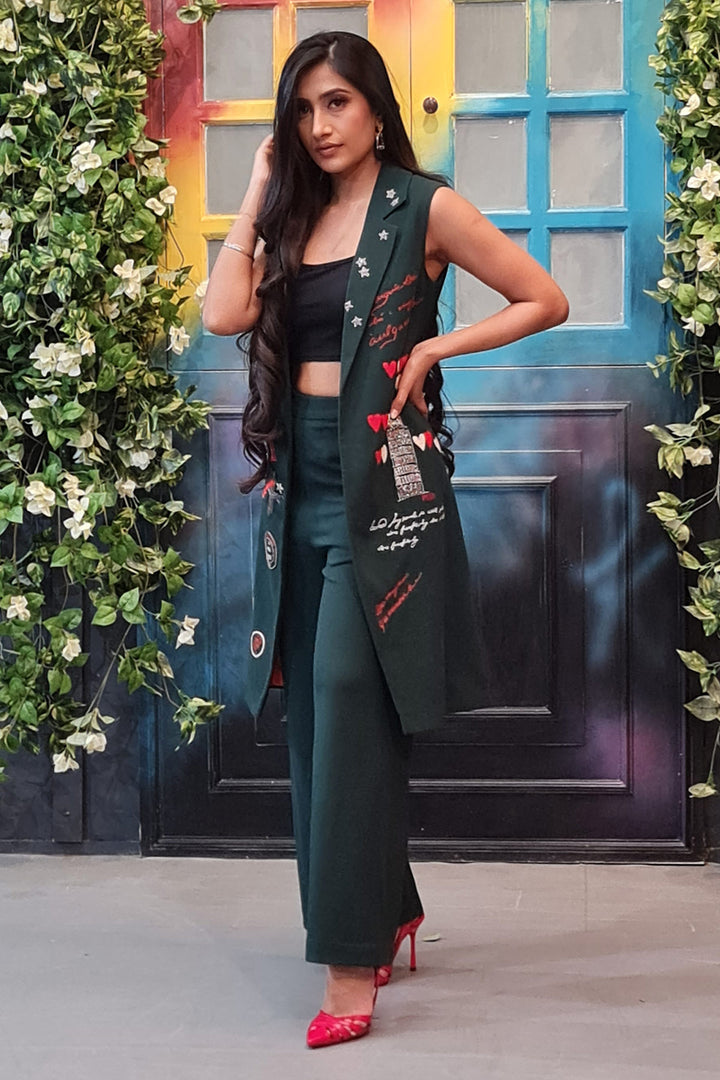 Dhanashree Verma In Dancing Downtown Sleeveless Jacket With Pants
