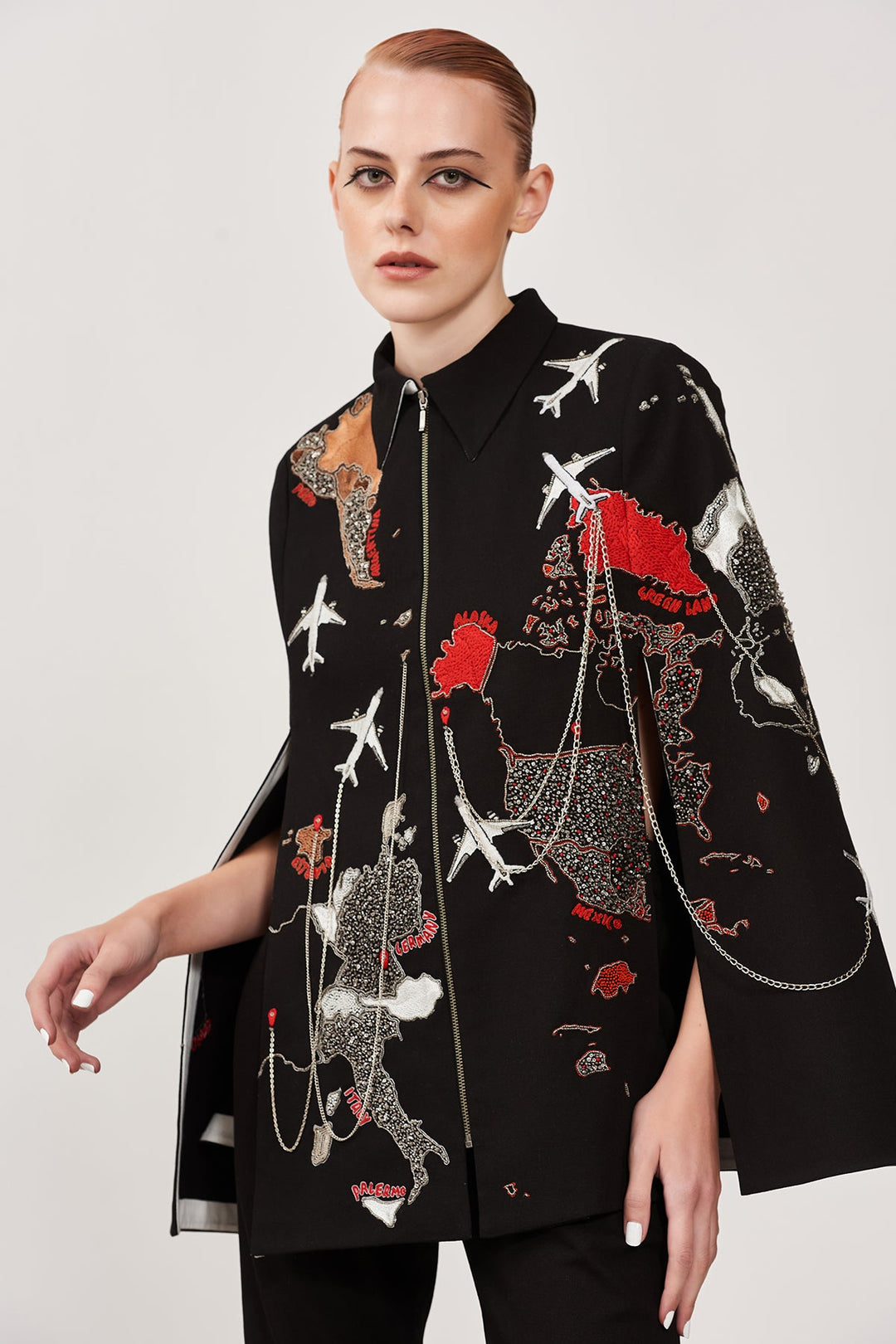 Dee Ghose in Map Cape With Narrow Pants