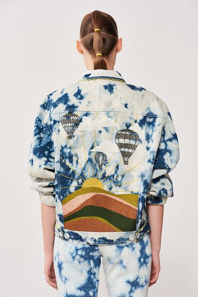 Air Balloon, Clouds and Sun Oversized Jacket