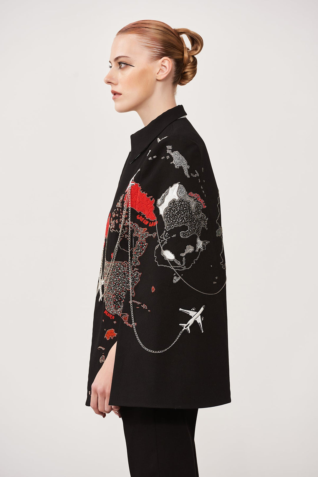 Dee Ghose in Map Cape With Narrow Pants