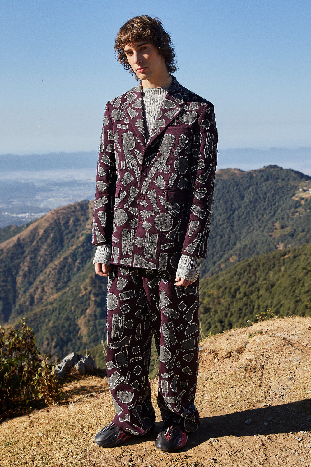 Abstract Shapes Blazer With Baggy Pants