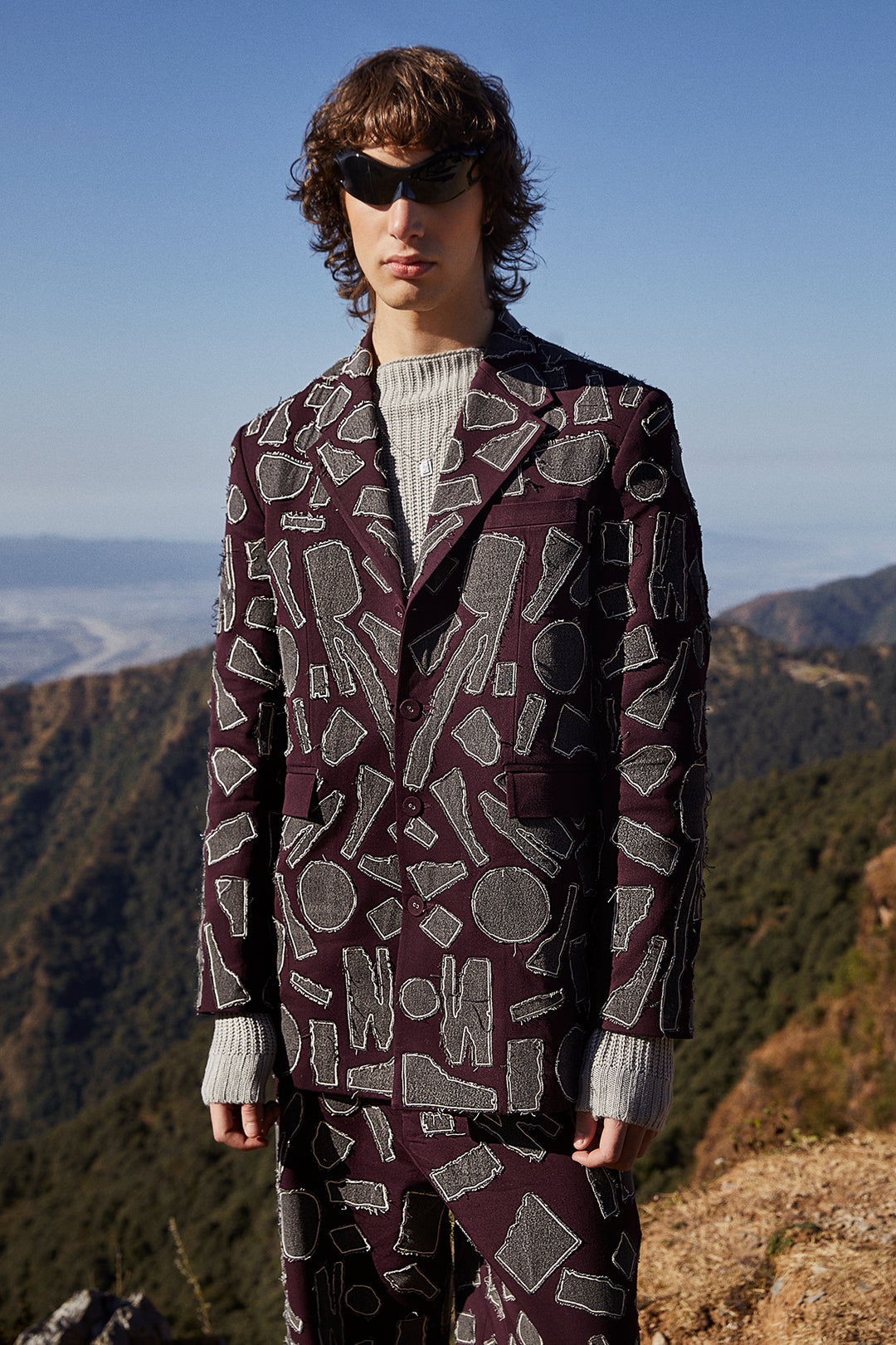 Abstract Shapes Blazer With Baggy Pants