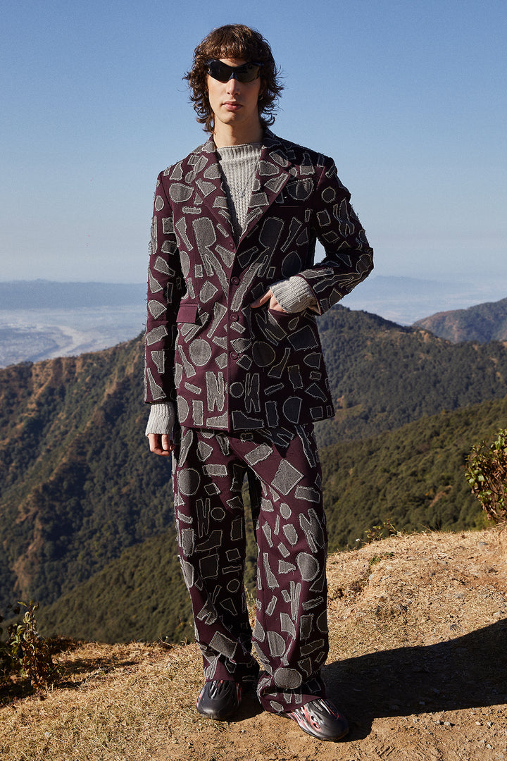 Abstract Shapes Blazer With Baggy Pants