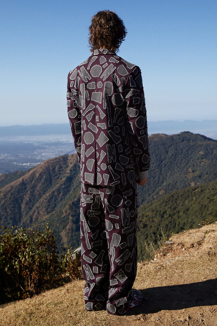 Abstract Shapes Blazer With Baggy Pants