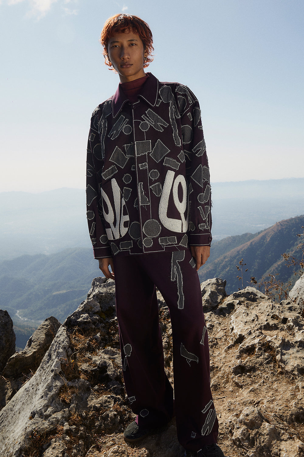 Abstract Shapes Oversized Jacket With Baggy Pants