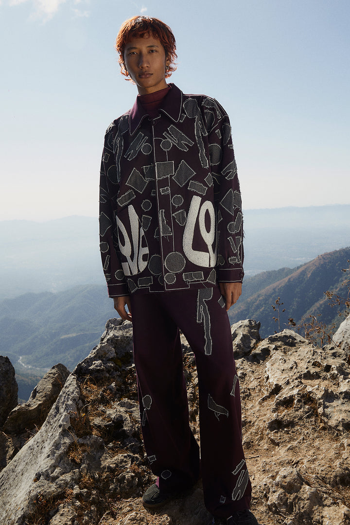 Abstract Shapes Oversized Jacket With Baggy Pants