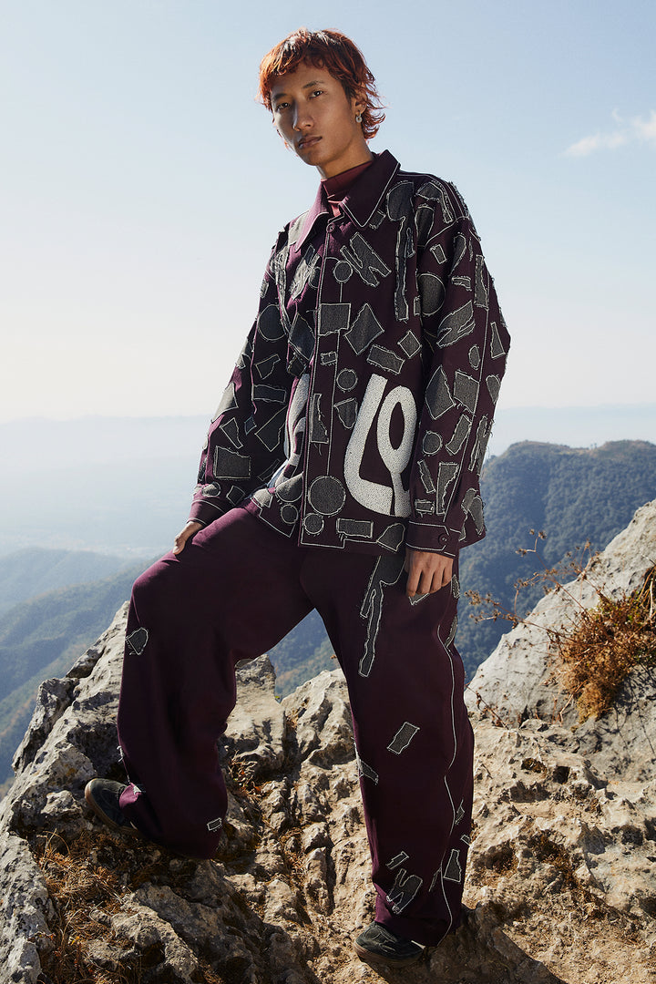 Abstract Shapes Oversized Jacket With Baggy Pants