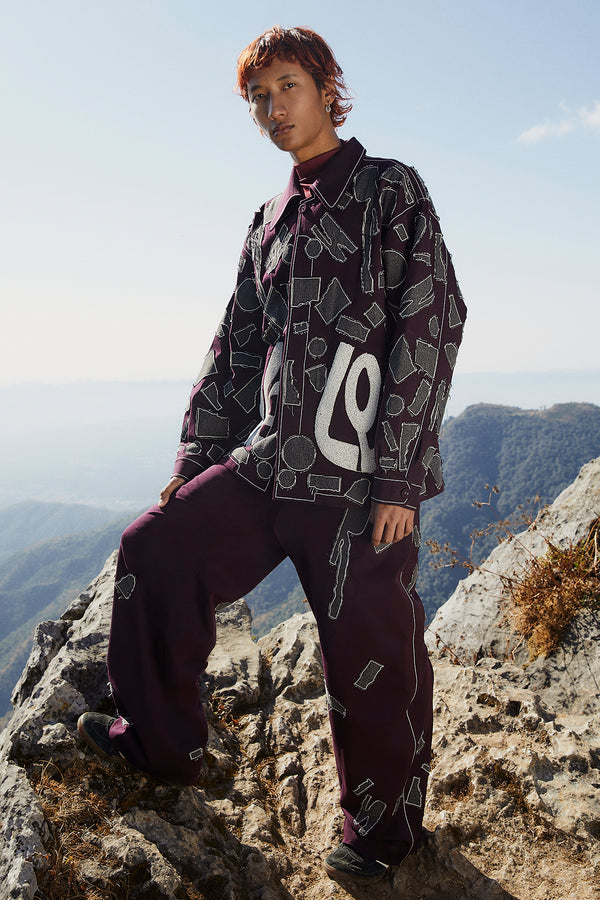 Abstract Shapes Oversized Jacket With Baggy Pants