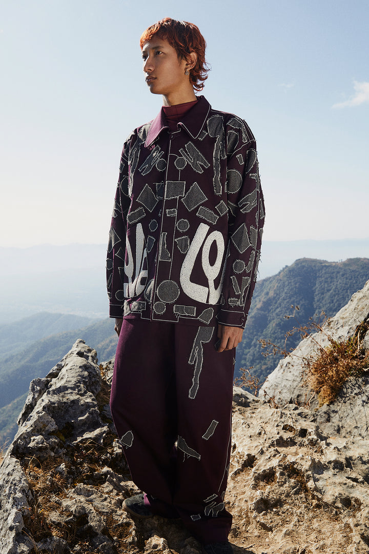 Abstract Shapes Oversized Jacket With Baggy Pants
