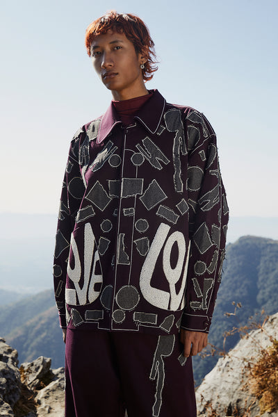 Abstract Shapes Oversized Jacket With Baggy Pants