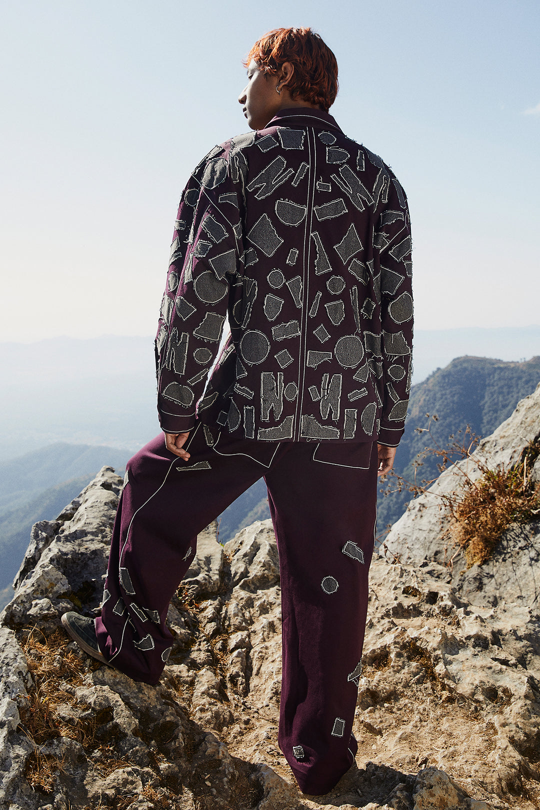 Abstract Shapes Oversized Jacket With Baggy Pants