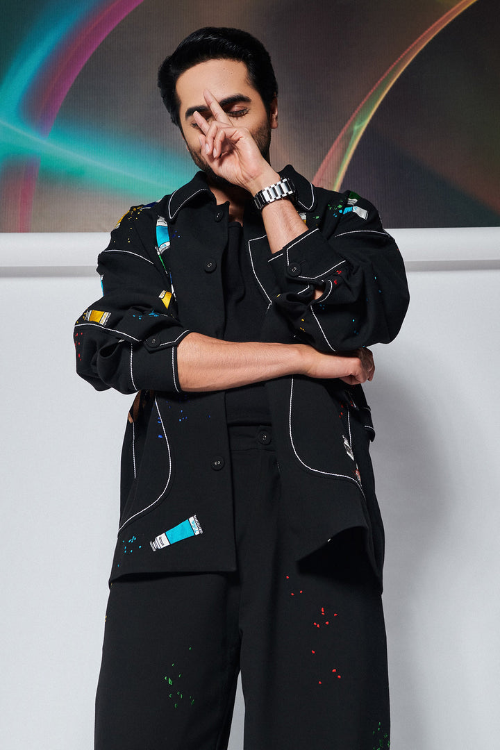 Ayushmann Khurrana In Paint Tubes Oversized Jacket With Matching Pants