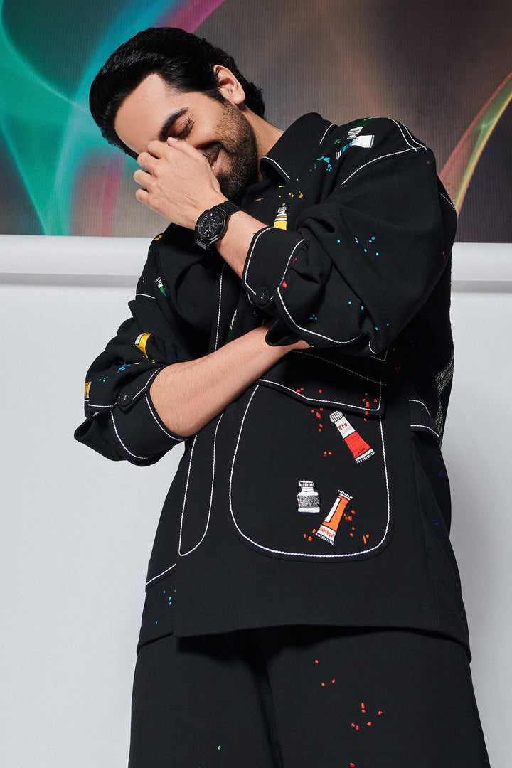 Ayushmann Khurrana In Paint Tubes Oversized Jacket With Matching Pants