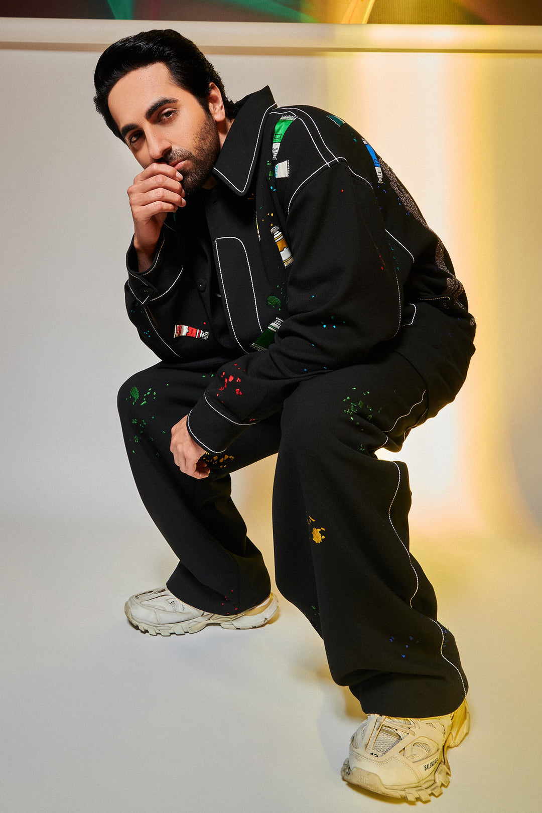 Ayushmann Khurrana In Paint Tubes Oversized Jacket With Matching Pants