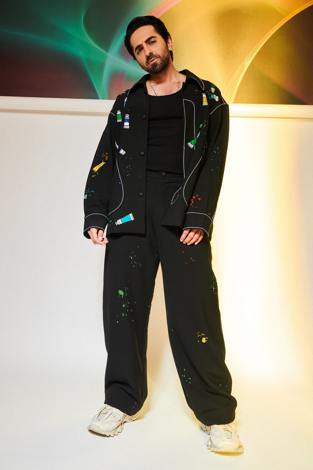 Ayushmann Khurrana In Paint Tubes Oversized Jacket With Matching Pants