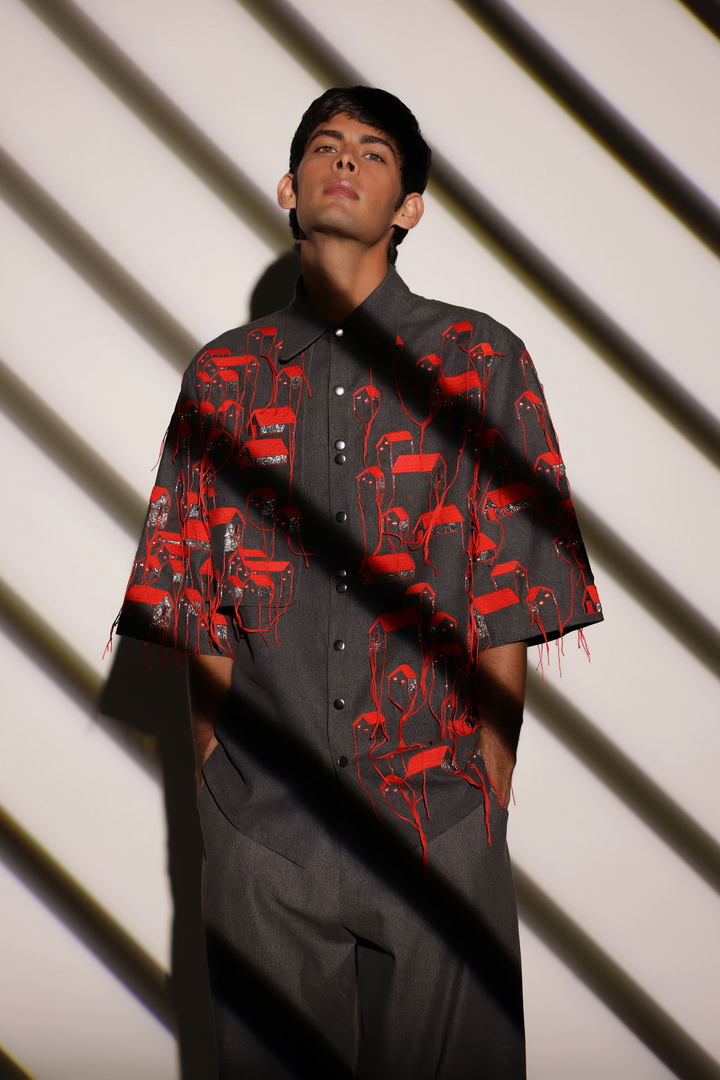 Tan France In Tiny Houses Flap High-Low Oversized Shirt