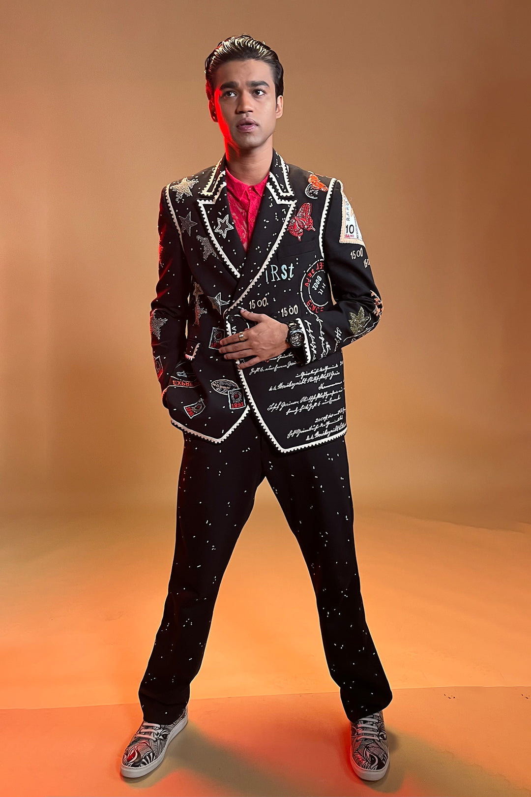 Babil Khan in Postcard Double Breast Blazer with Straight Pants