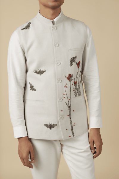 Wildgrass And Insect Nehru Jacket