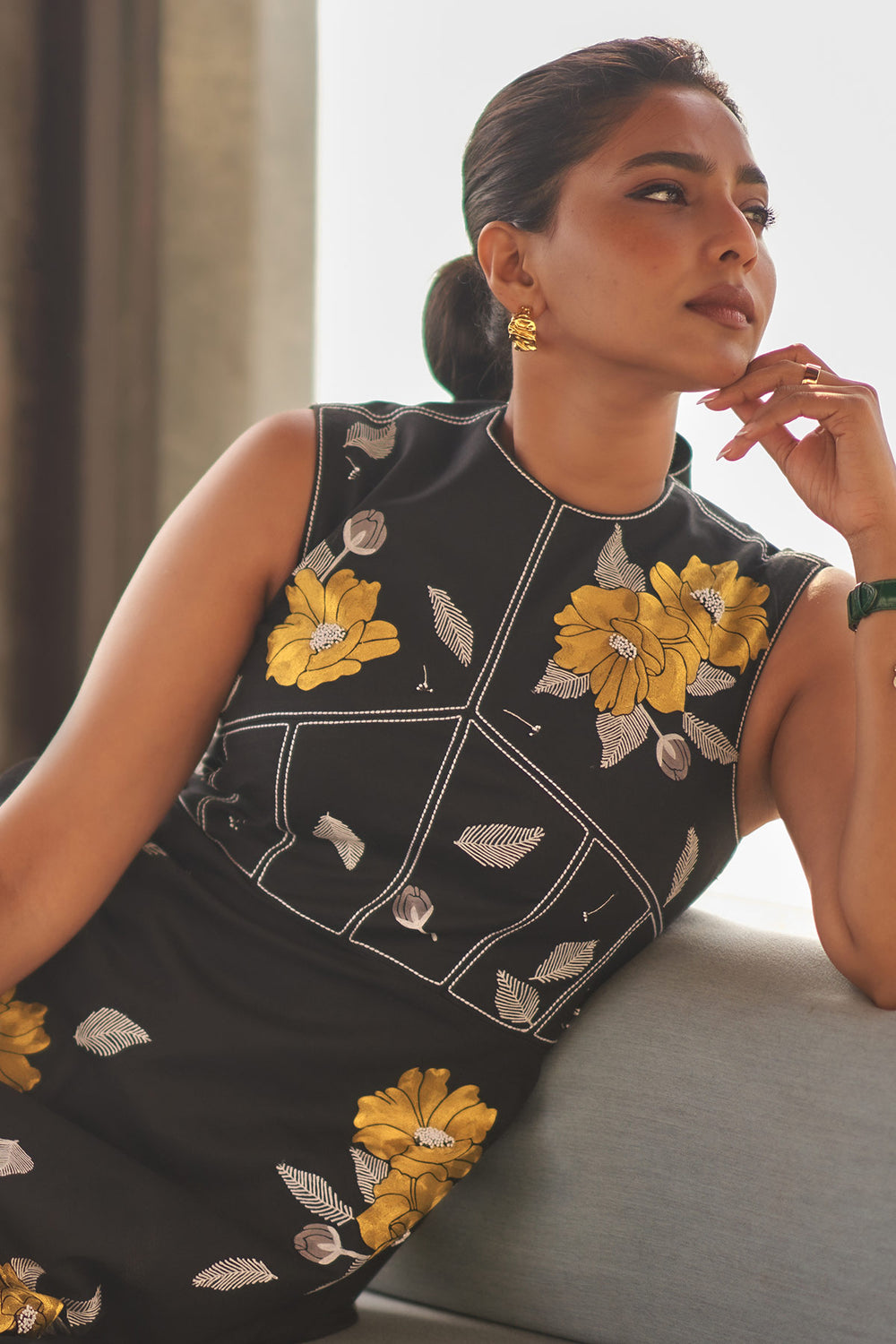Aishwarya Lekshmi in Blooming Flower Corset Midi Dress