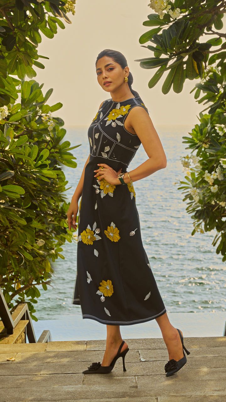 Aishwarya Lekshmi in Blooming Flower Corset Midi Dress