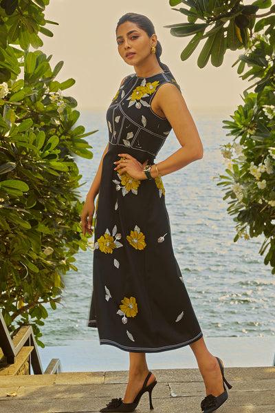 Aishwarya Lekshmi in Blooming Flower Corset Midi Dress