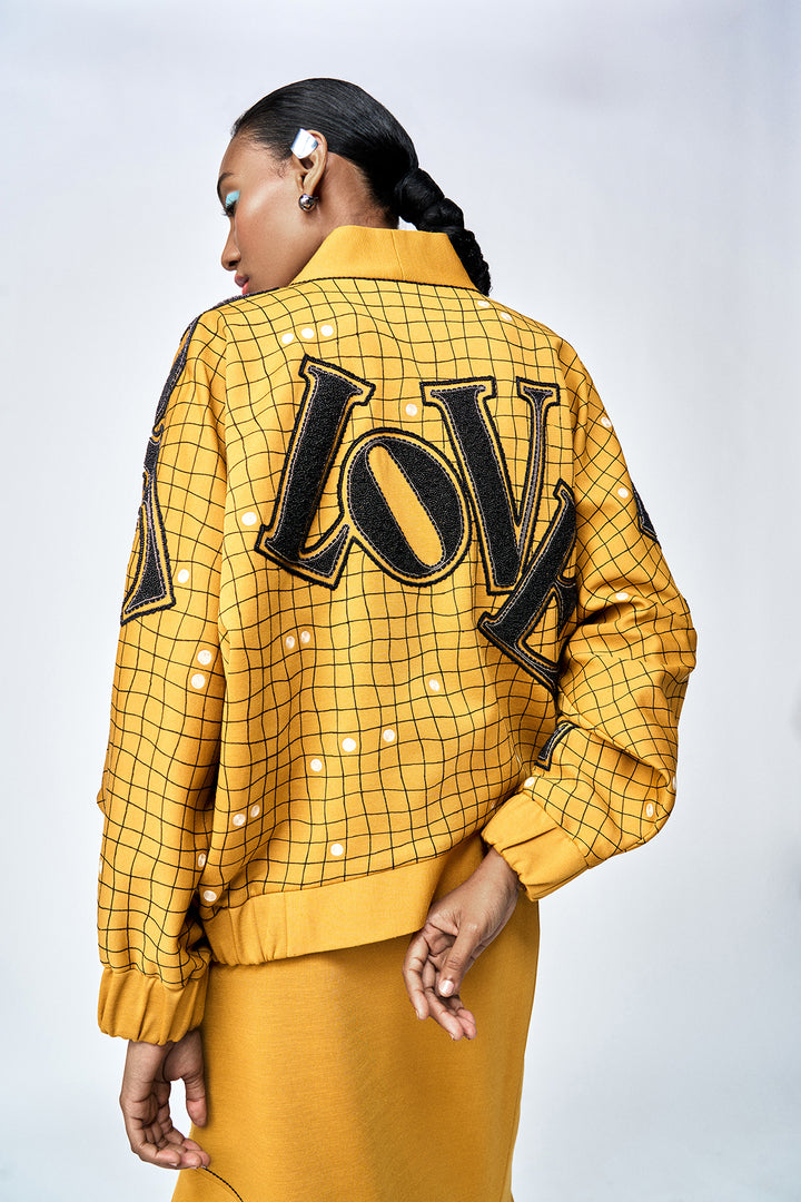 LOVE CHECKS KIMONO WITH ASYMMETRIC SKIRT