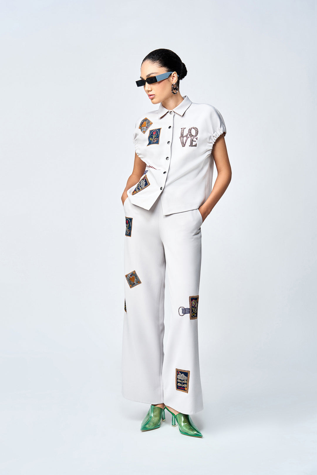 FLARED PANTS OF ( STAMP ELASTICATED TOP )