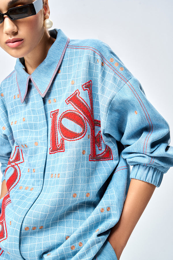 LOVE CHECKS OVERSIZED JACKET
