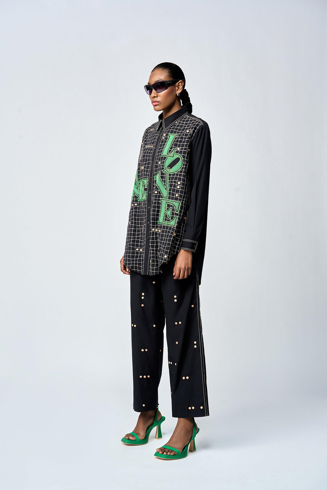 LOVE CHECKS BAGGY SHIRT WITH STRAIGHT PANTS