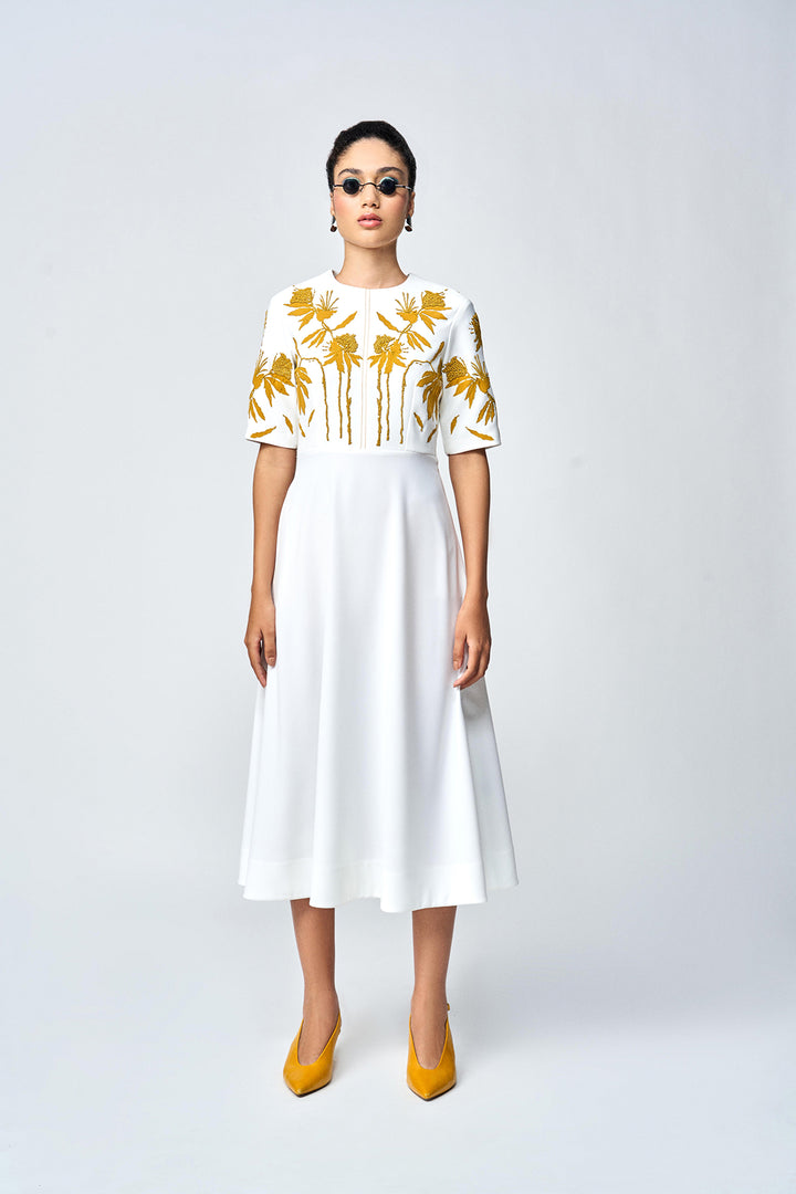 DAINTY LEAVES MIDI DRESS