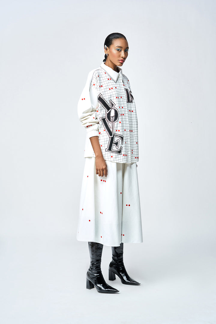 CIRCULAR SKIRT OF (LOVE CHECKS OVERSIZED JACKET )