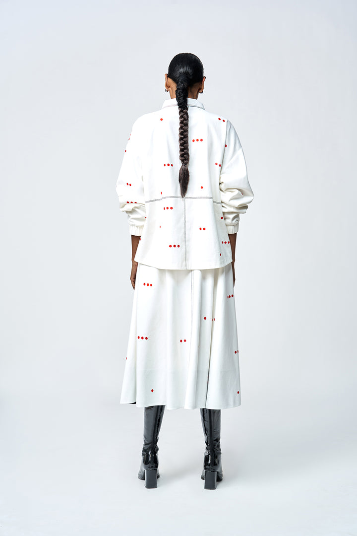 CIRCULAR SKIRT OF (LOVE CHECKS OVERSIZED JACKET )