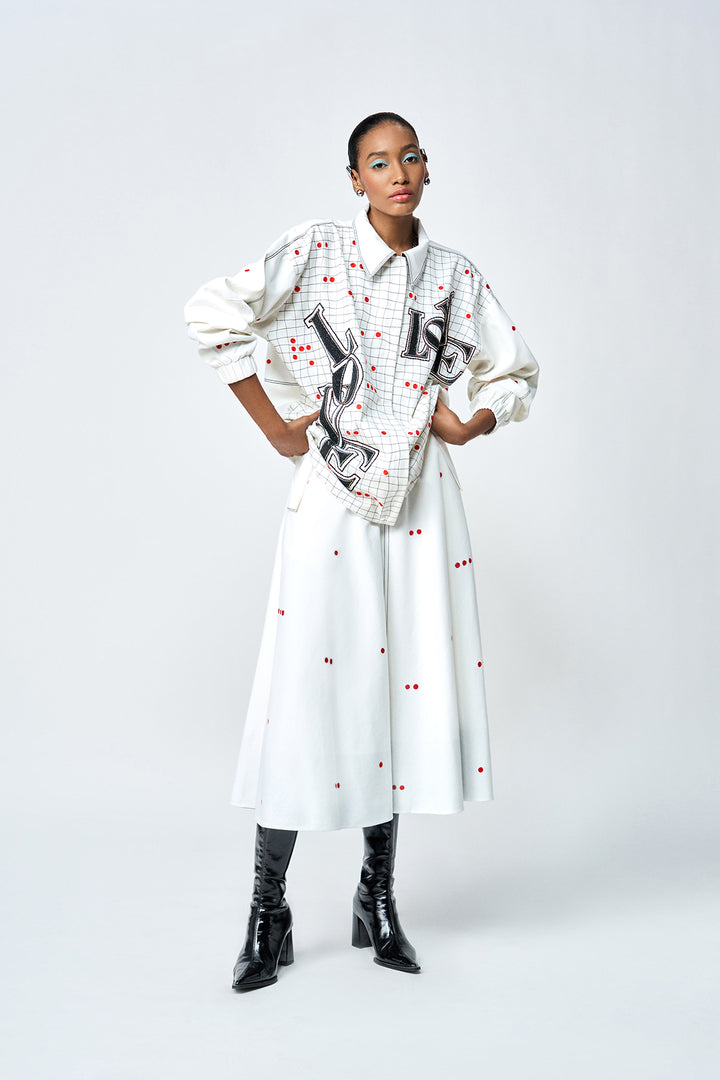 CIRCULAR SKIRT OF (LOVE CHECKS OVERSIZED JACKET )
