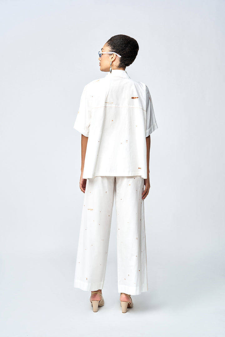 FLARED PANTS OF (SUMMER PLANT KIMONO ANTI FIT SHIRT )