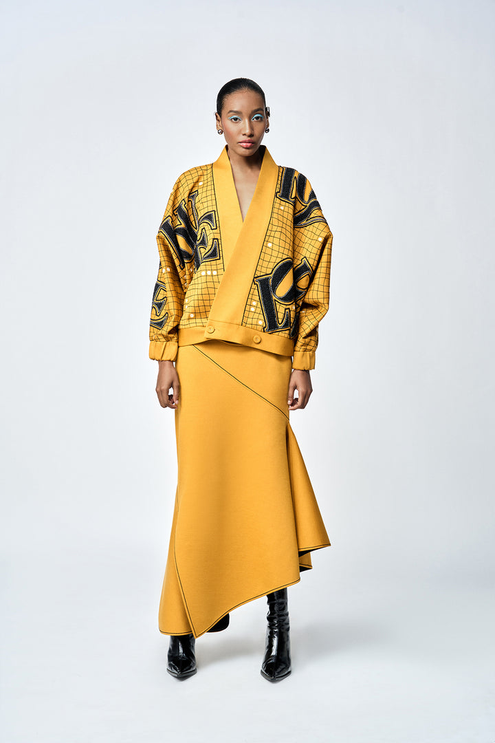 ASYMMETRIC SKIRT OF ( LOVE CHECKS KIMONO )
