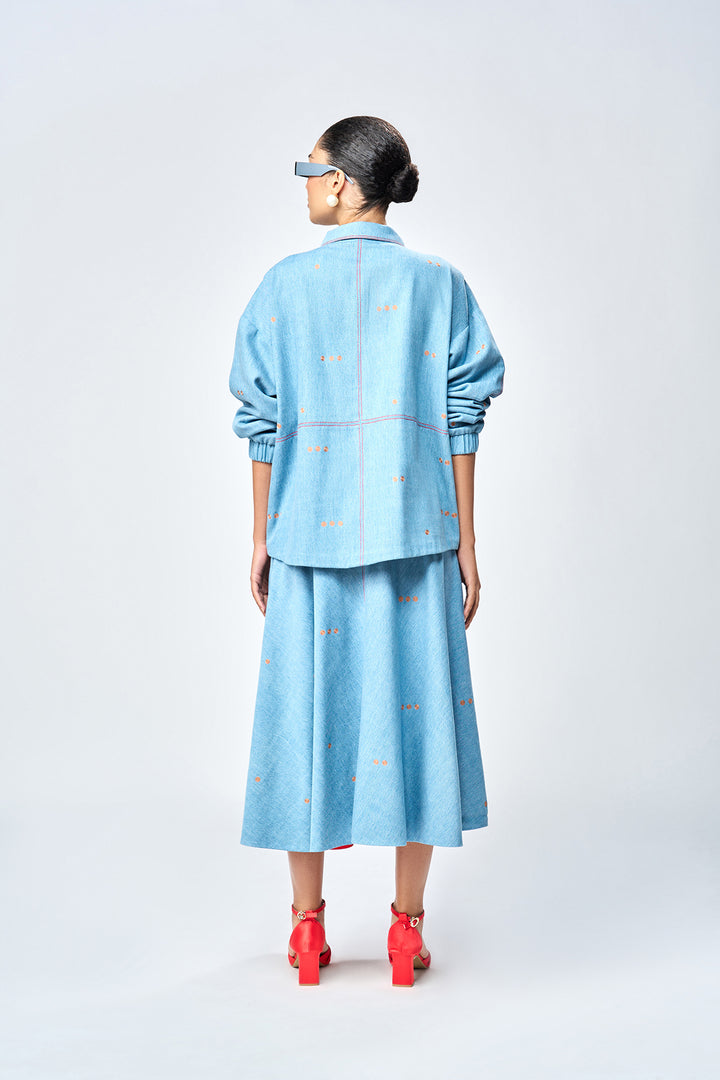 CIRCULAR SKIRT OF (LOVE CHECKS OVERSIZED JACKET )
