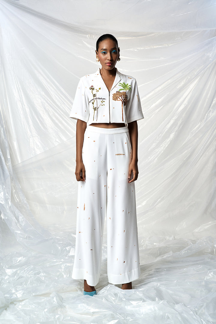 SUMMER PLANT CROPPED SHIRT