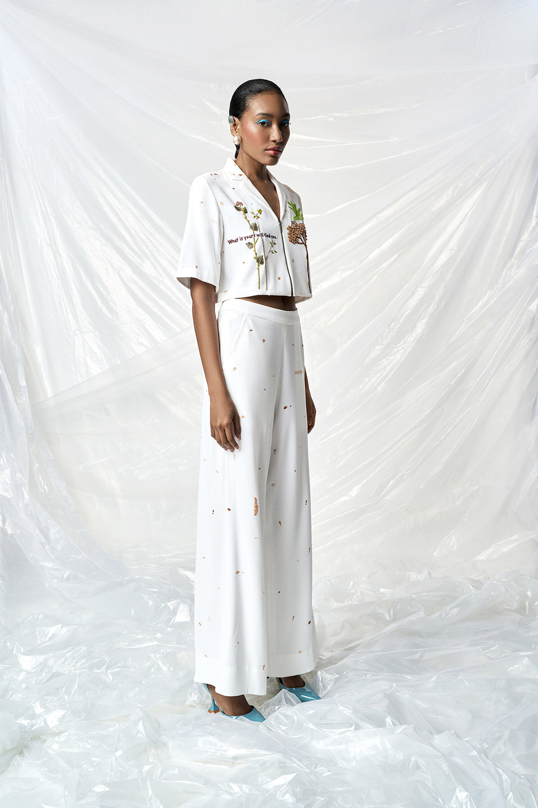 SUMMER PLANT CROPPED SHIRT