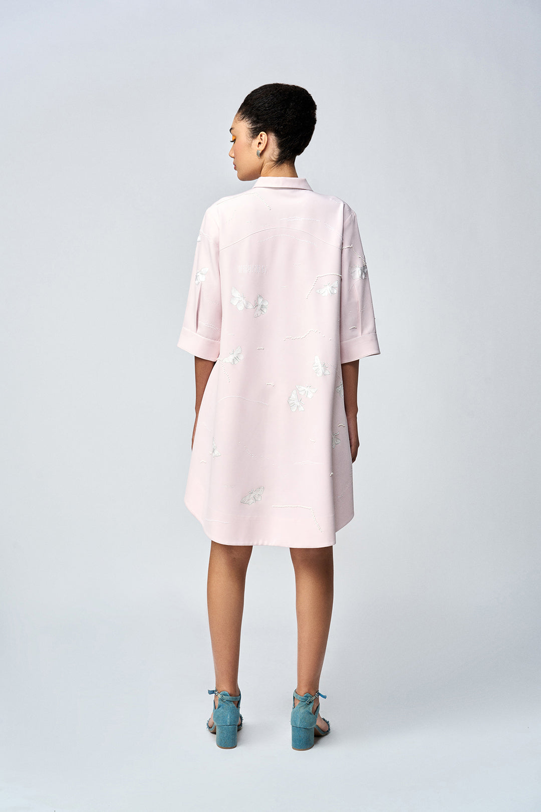 FUZZY BUTTERFLY A LINE SHIRT DRESS