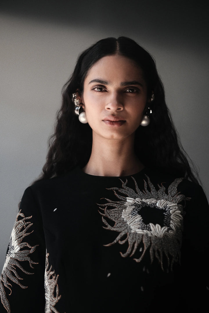 MULTI PETALS BLOUSE WITH STATEMENT SKIRT