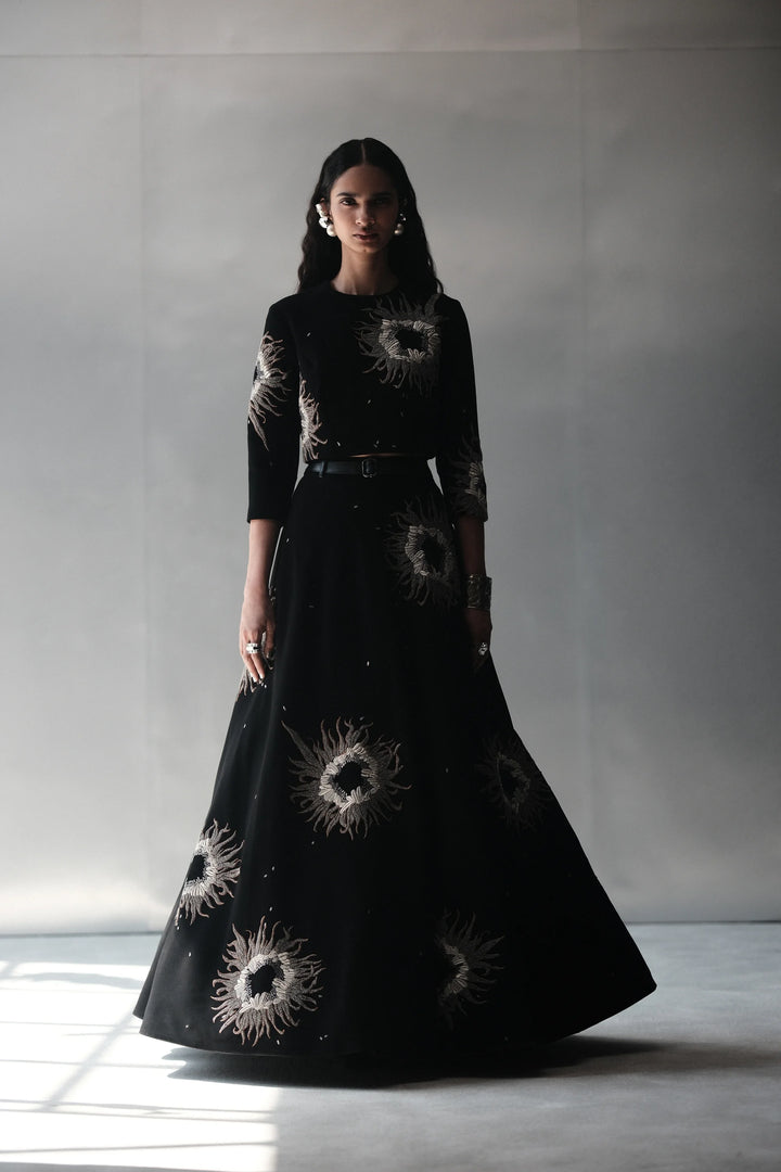 MULTI PETALS BLOUSE WITH STATEMENT SKIRT