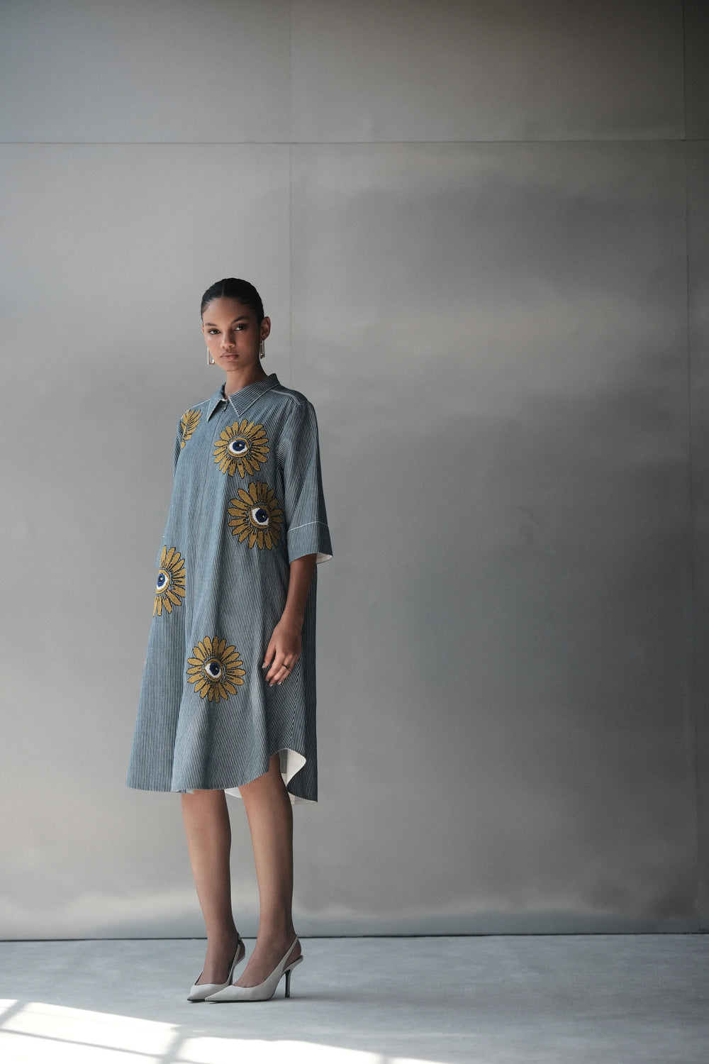 EYE BLOOM A-LINE SHIRT DRESS