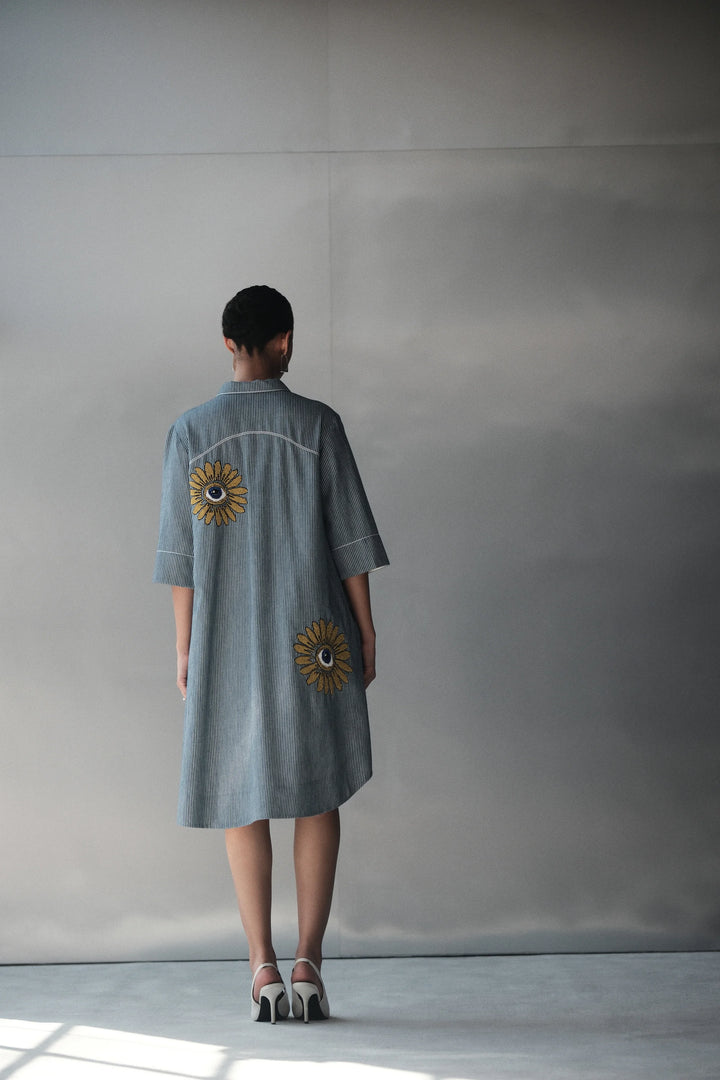 EYE BLOOM A-LINE SHIRT DRESS