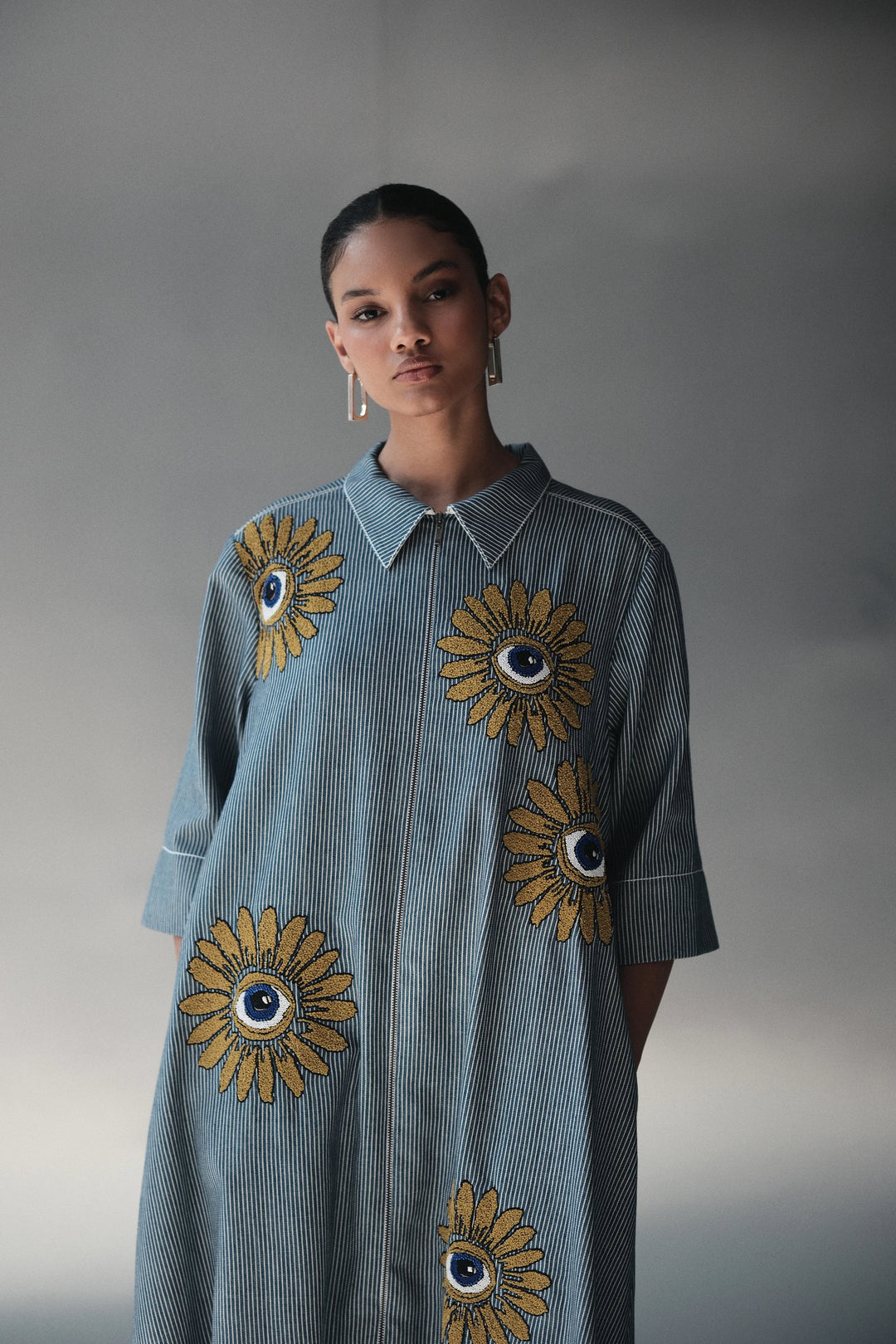 EYE BLOOM A-LINE SHIRT DRESS