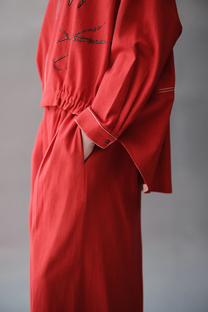 SCISSORS OVERSIZED SHACKET WITH FREE FLOW PANTS