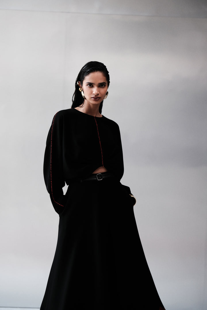 POPPY BORDER STATEMENT SKIRT WITH BLOUSE