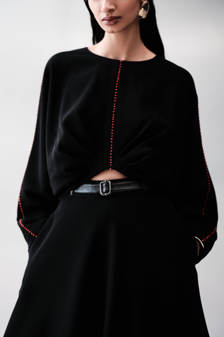 POPPY BORDER STATEMENT SKIRT WITH BLOUSE